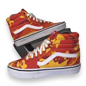 Vans Sk8-Hi Canvas‎ Skate Shoes Orange / Yellow Camo Women's 6